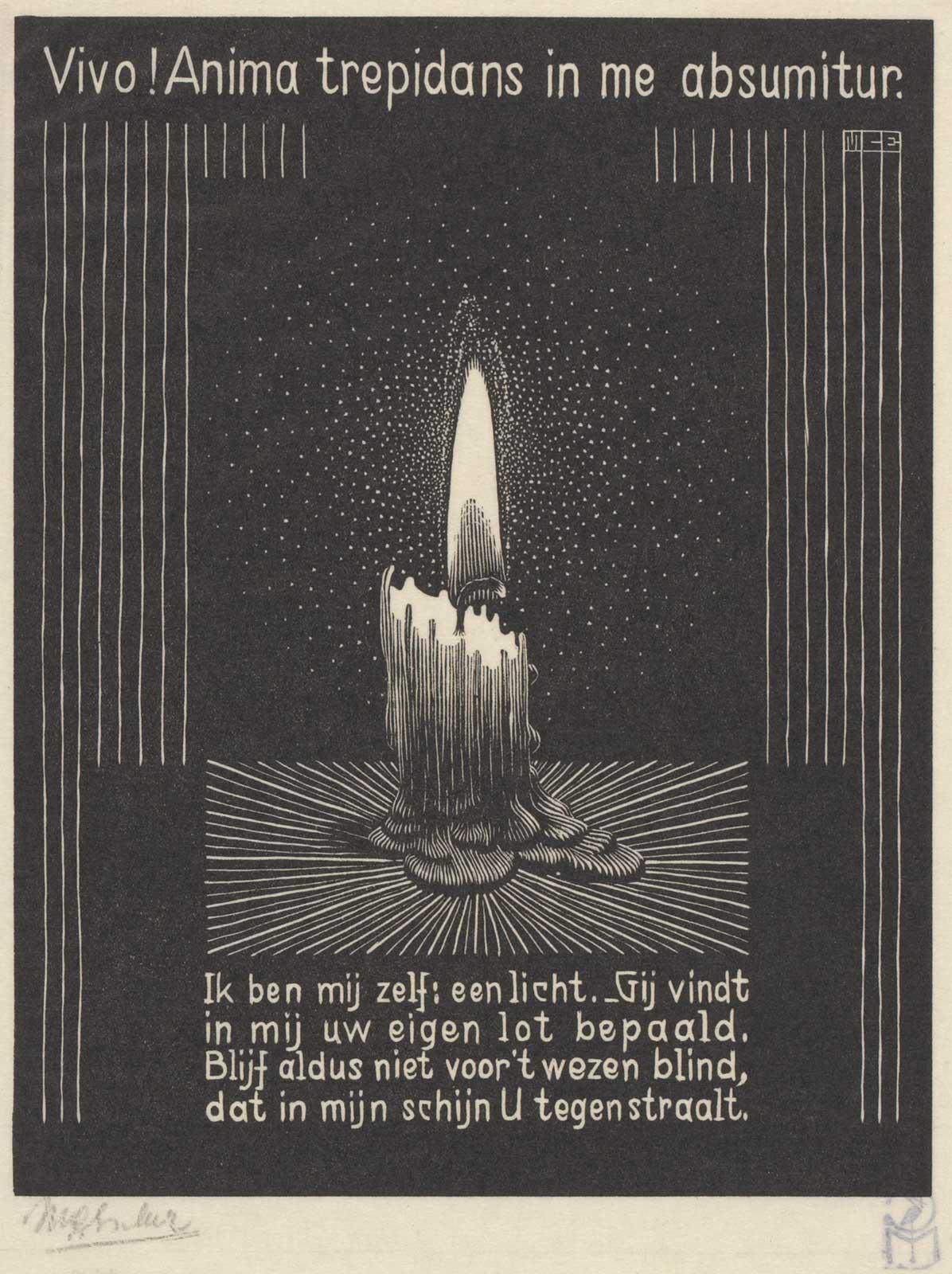 M.C. Escher, Candle, XI from the Emblemata series, woodcut, between March and June 1931