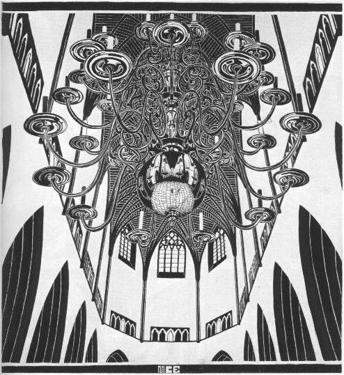 M.C. Escher, Sint Bavo, inkt op papier, 1920