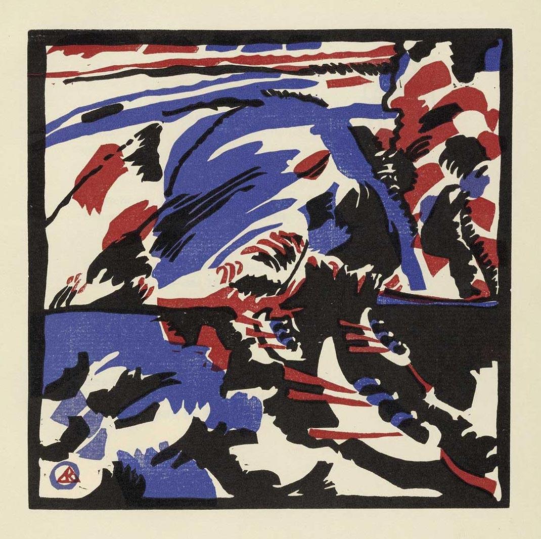 Wassily Kandinsky, Kahnfahrt (Boat Trip, plate 28 from Klänge), woodcut, 1913. Collection: MoMA
