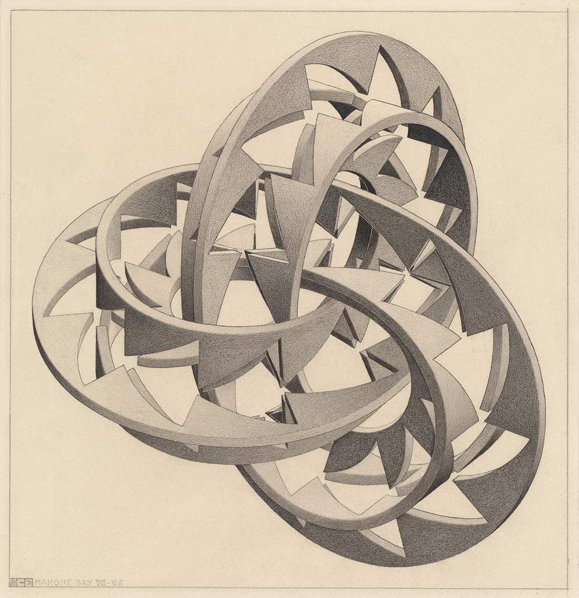 M.C. Escher, Knots, pencil and chalk on paper, July 1966