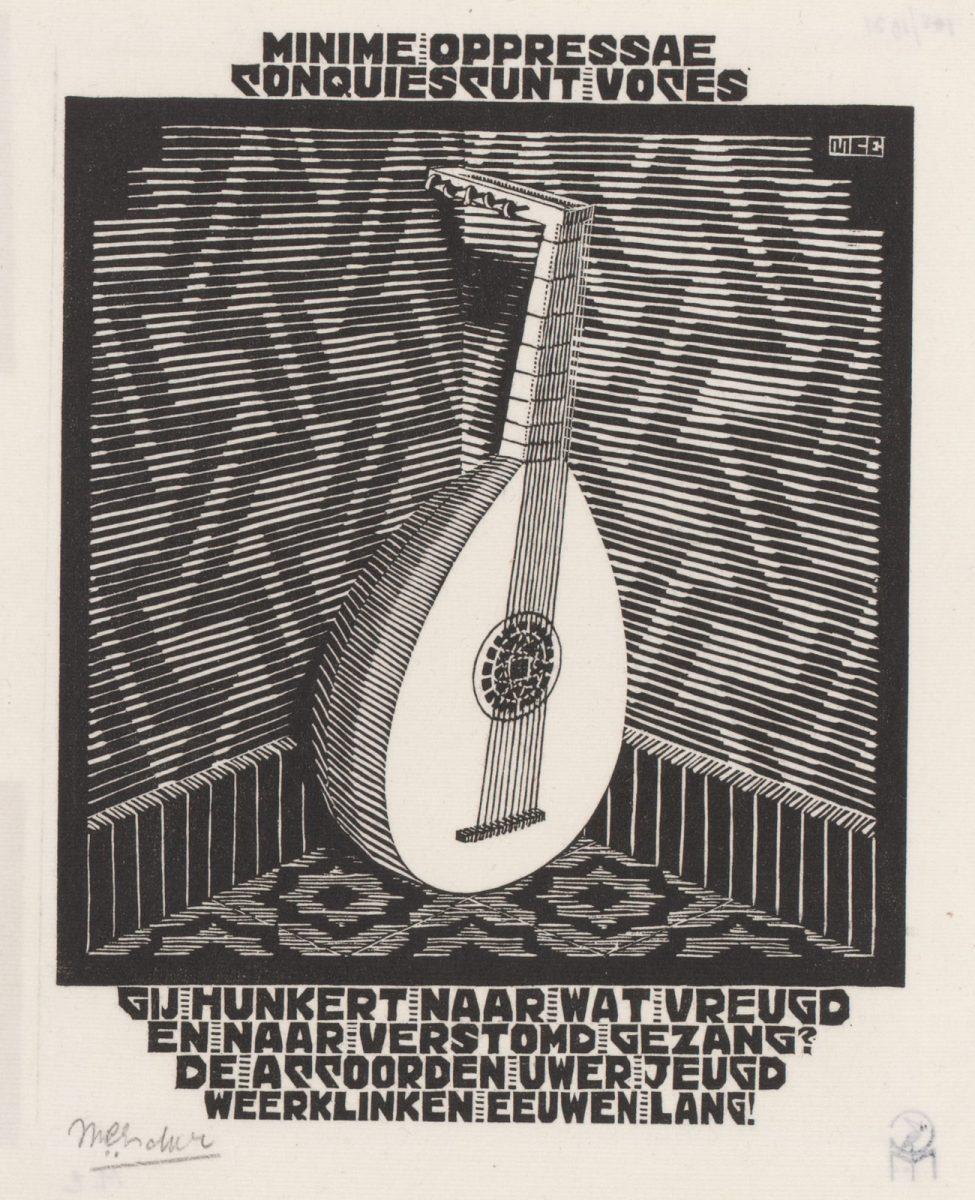 M.C. Escher, Lute (XXIV Emblemata), woodcut, 1931