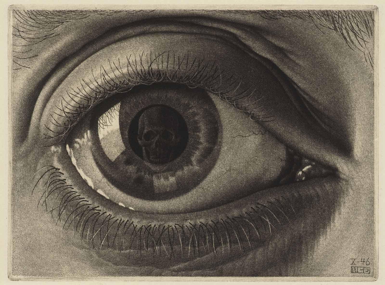 <p>M.C. Escher, Eye, mezzotint, seventh and final state, October 1946</p>