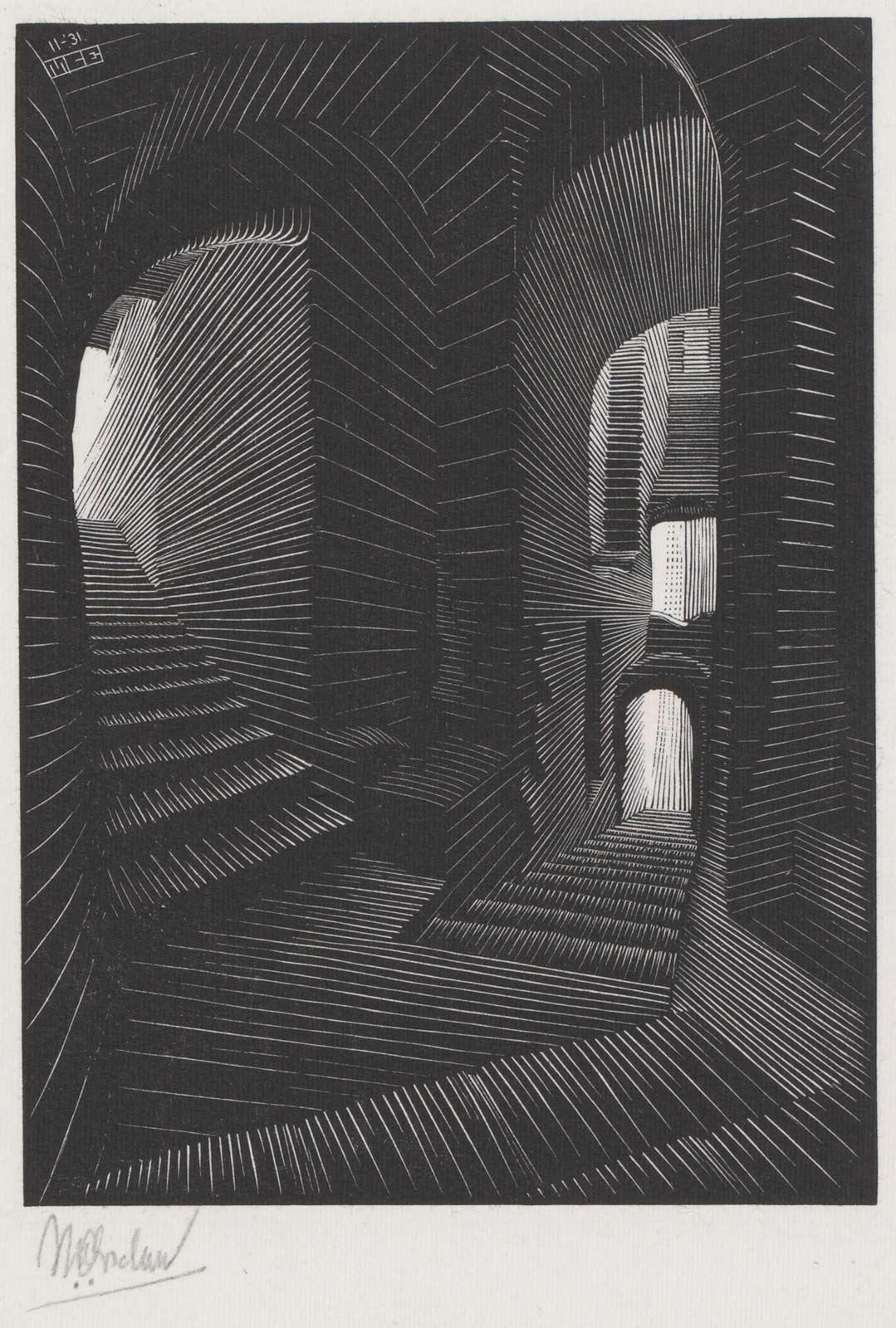 M.C. Escher, Covered Alley in Atrani (Coast of Amalfi), wood engraving, November 1931