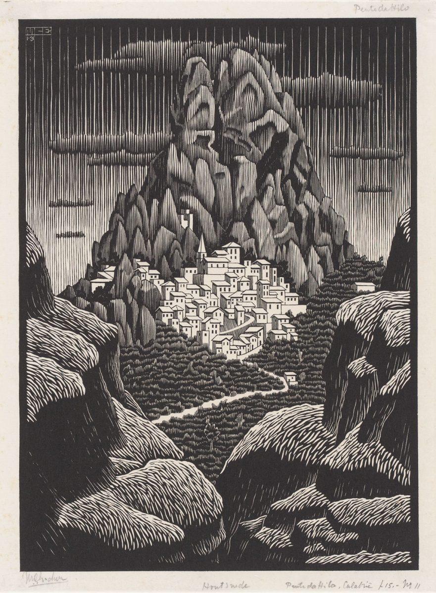 M.C. Escher, Pentedatillo (Panorama), Calabria, houtsnede, januari 1931