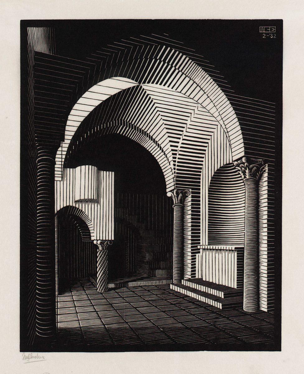 M.C. Escher, Porta Maria dell’Ospidale, Ravello (Old Church, Ravello), wood engraving, February 1932