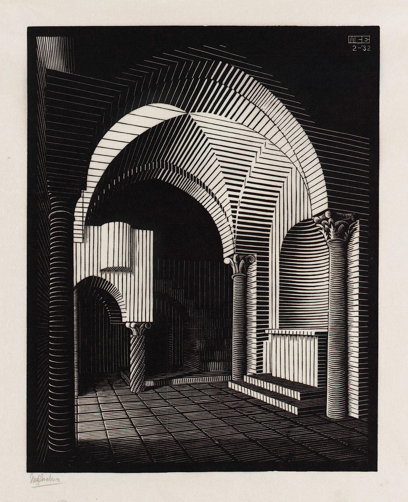 M.C. Escher, Porta Maria dell'Ospidale, Ravello (Oude Kerk, Ravello), houtgravure, februari 1932