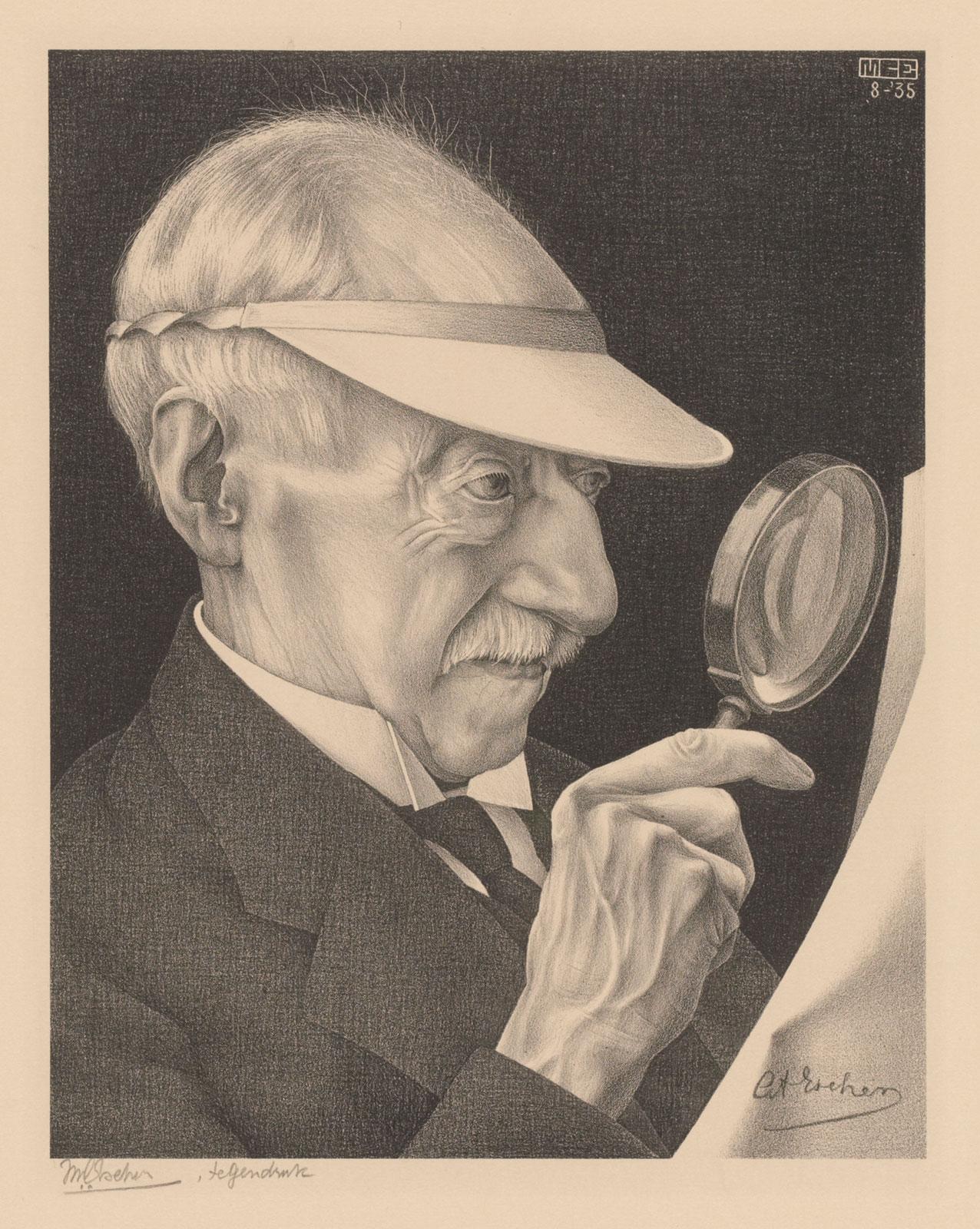 M.C. Escher, Portrait of G.A. Escher, lithograph (counterproof), August 1935
