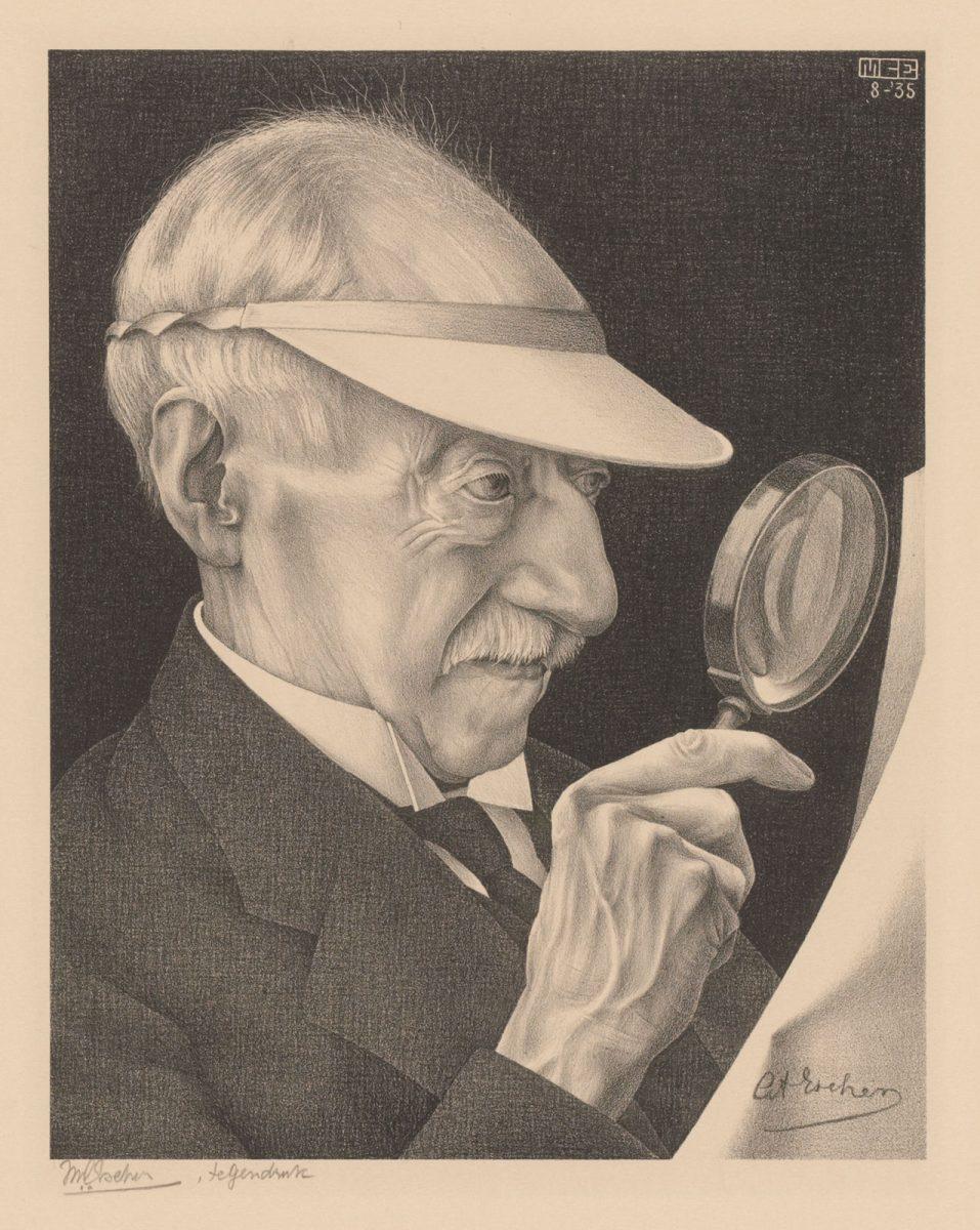 M.C. Escher, Portret van G.A. Escher, litho (tegendruk), augustus 1935