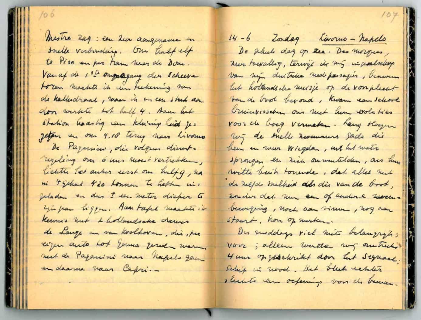 Escher's travel journal of 1936, pages 106 and 107