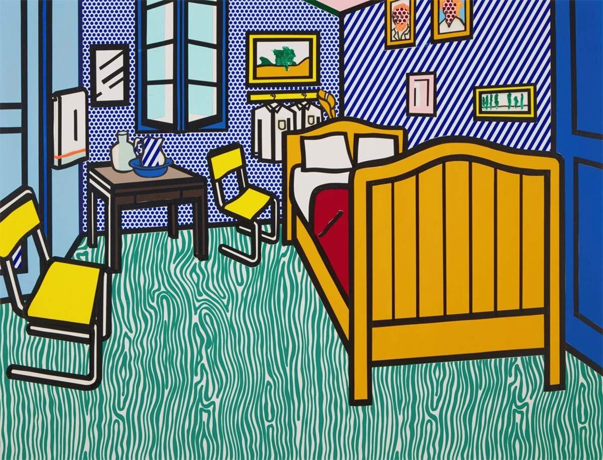 Roy Lichtenstein, Bedroom at Arles, oil and Magna on canvas, July 1992. Collection Robert and Jane Meyerhoff