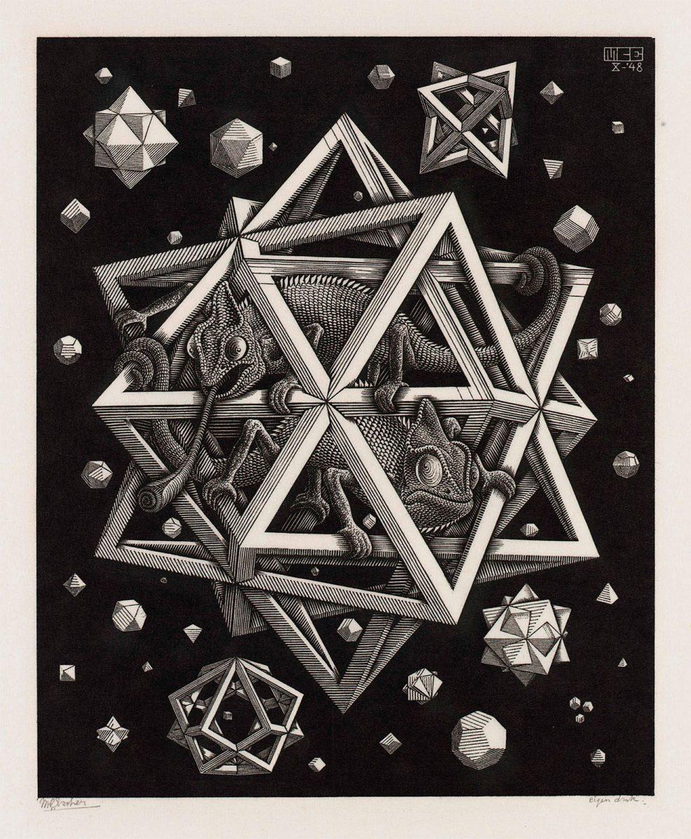 M.C. Escher, Stars, wood engraving, October 1948