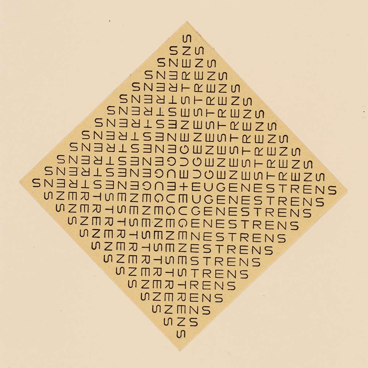 Zelfontworpen typografische ex-libris van Eugène Strens uit 1947