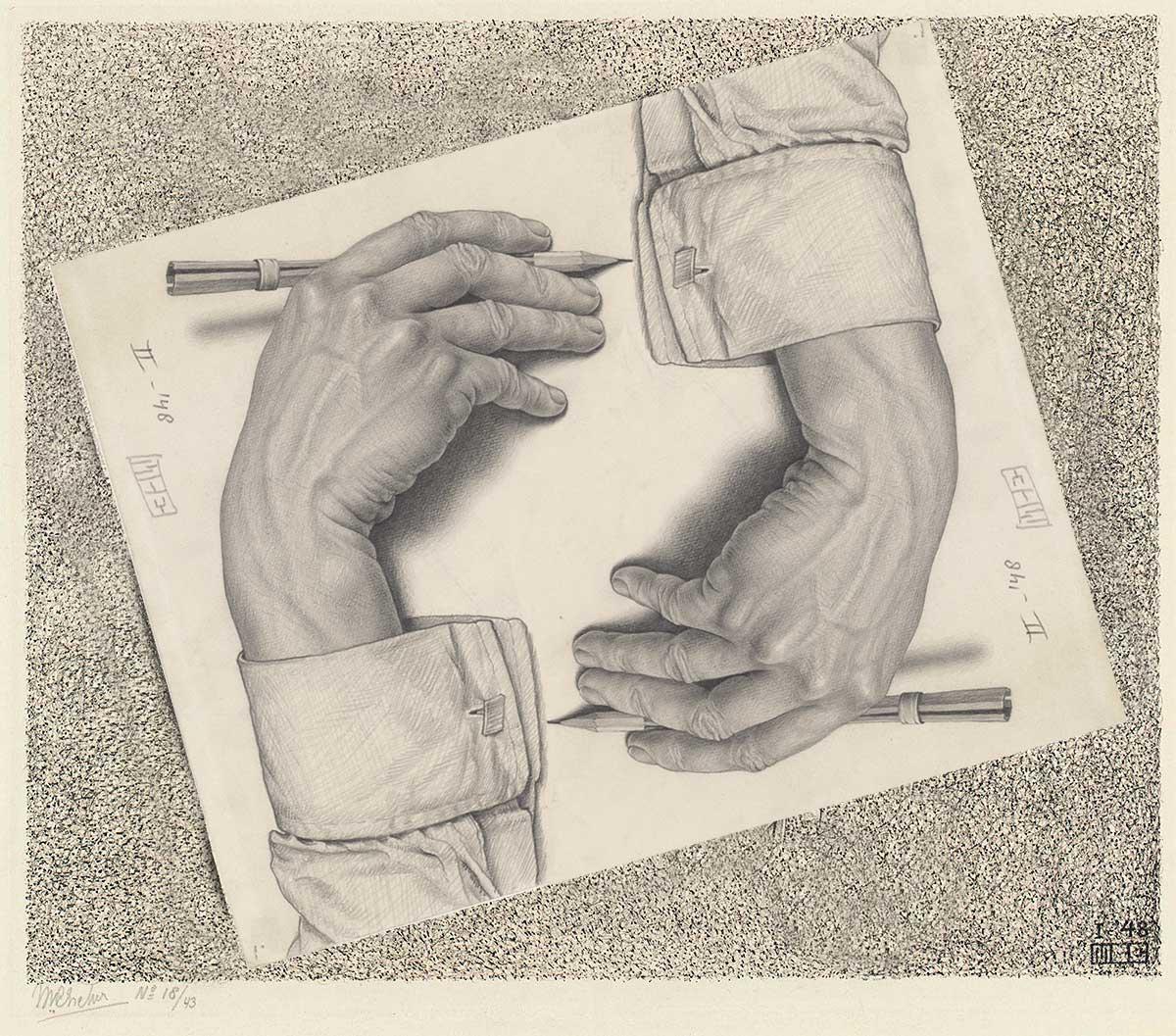 Improvised version of Drawing Hands, based on just the second study. (c) Erik Kersten