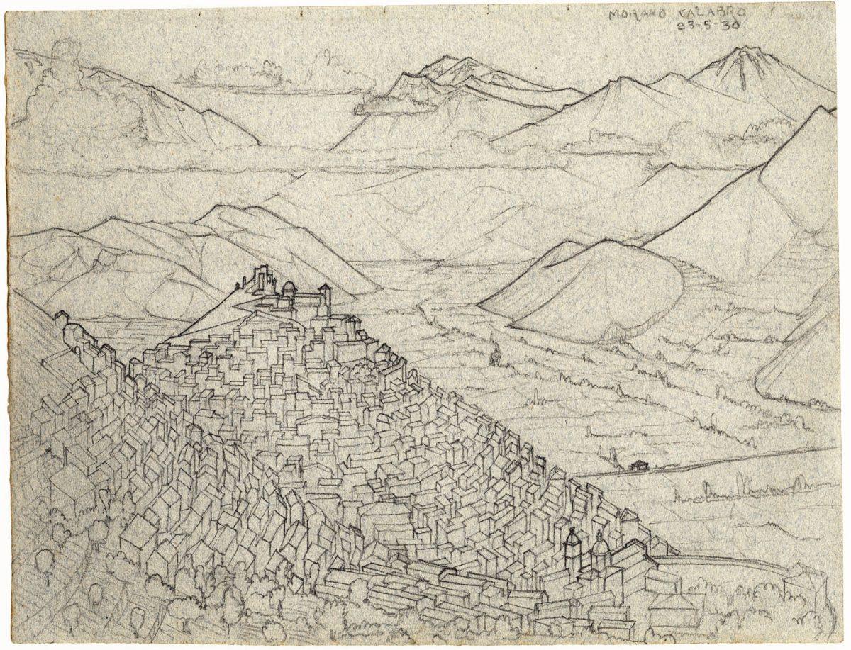 M.C. Escher, Morano, Calabrië, potlood, 23 mei 1930