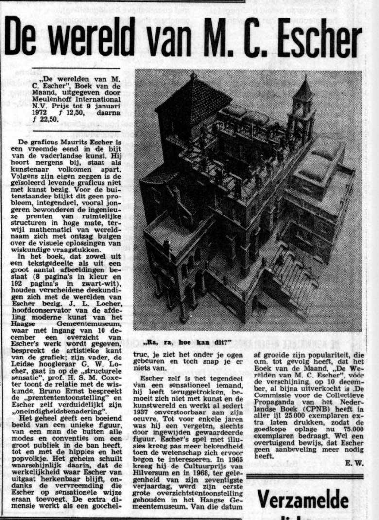 De Telegraaf, 11 december 1971 (incl. een aantal onjuistheden)