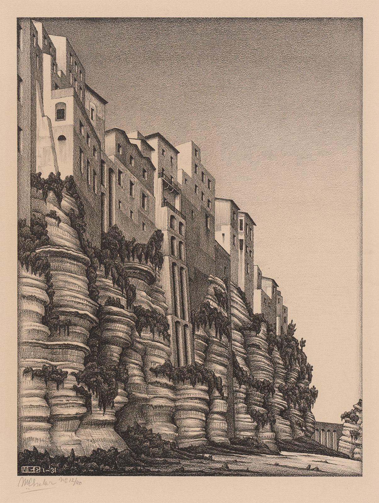 M.C. Escher, Tropea, Calabria, litho, januari 1931
