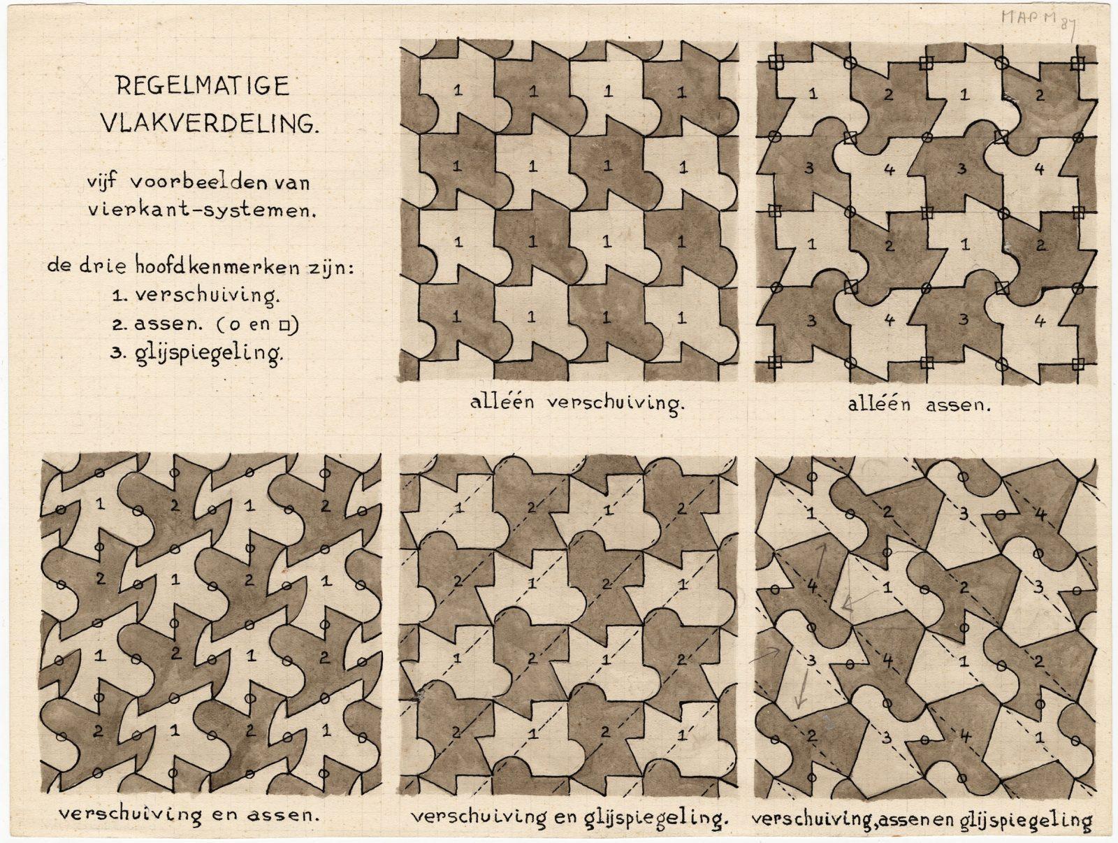Voorbeelden uit lezing, gemaakt door M.C. Escher, 1960