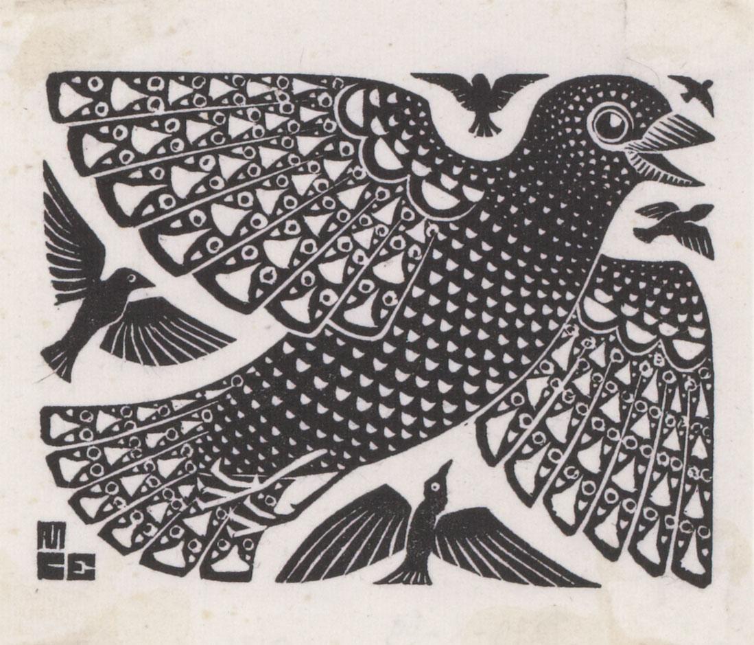 M.C. Escher, Birds, woodcut, 1926