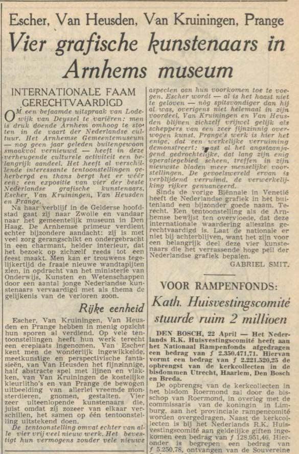 Dutch newspaper 'De Volkskrant', 23 April 1953