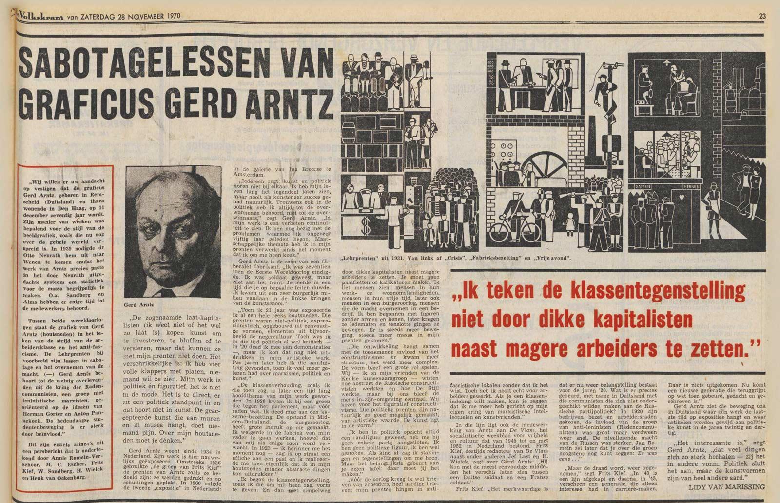 Dutch newspaper 'De Volkskrant', 28 November 1970