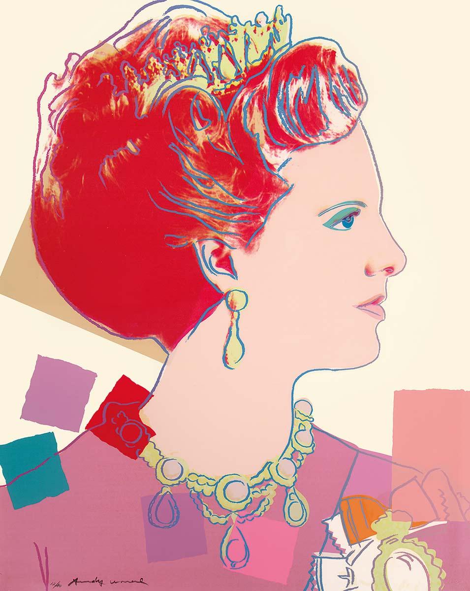 Andy Warhol, Queen Margrethe II of Denmark, 1985, zeefdruk, particuliere collectie