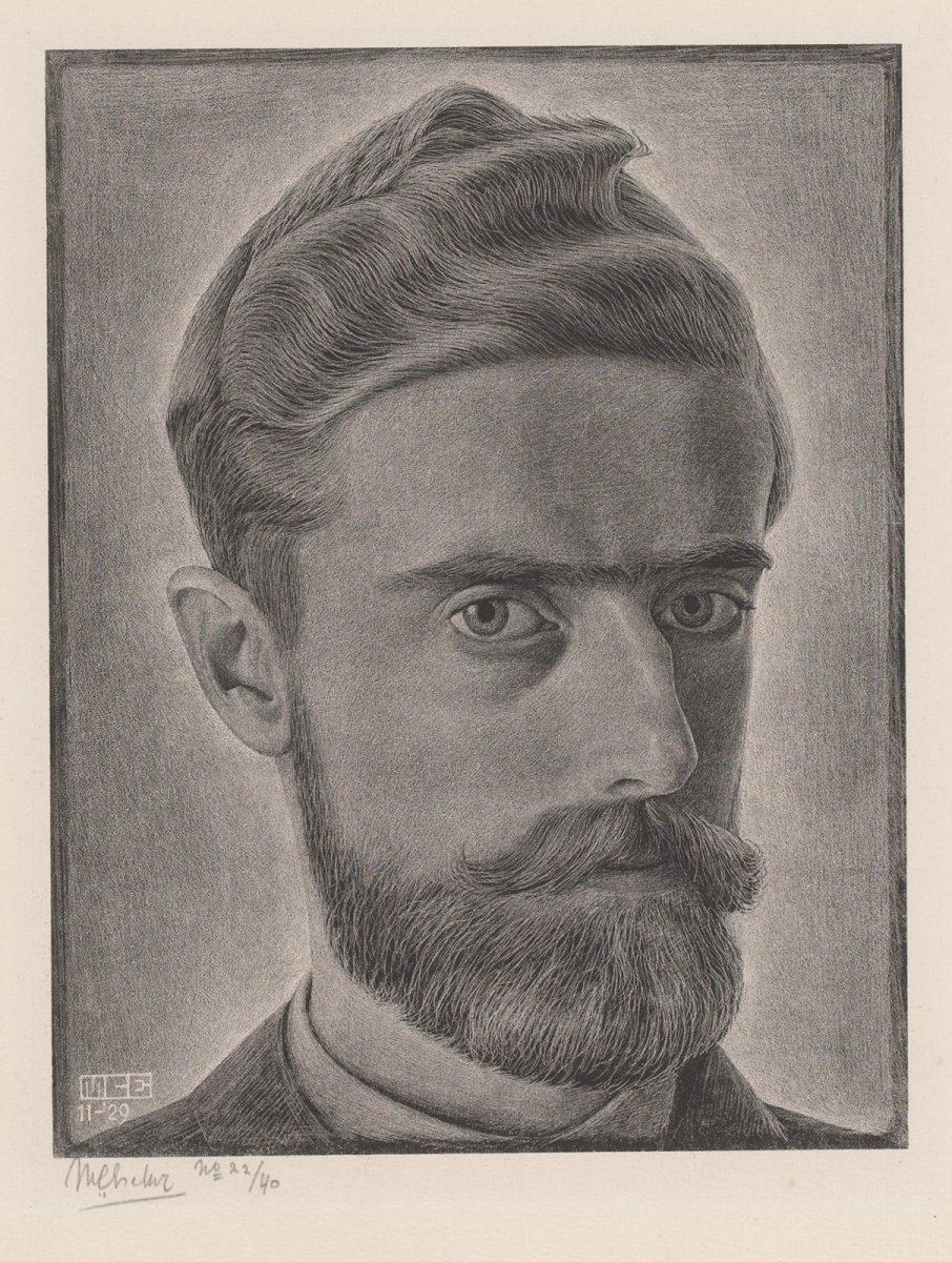 M.C. Escher, Self-portrait, lithograph, November 1929