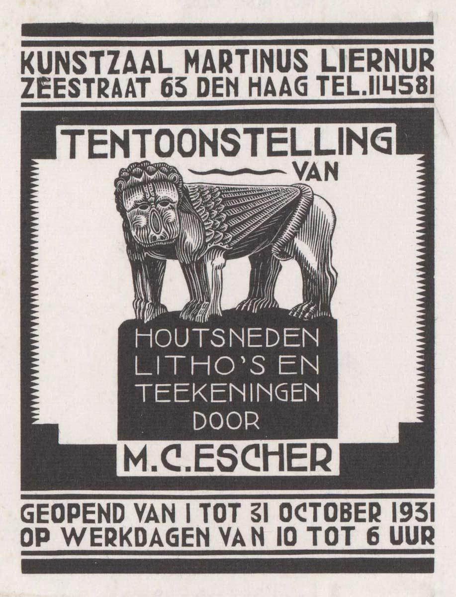 M.C. Escher, Invitation, wood engraving, September 1931