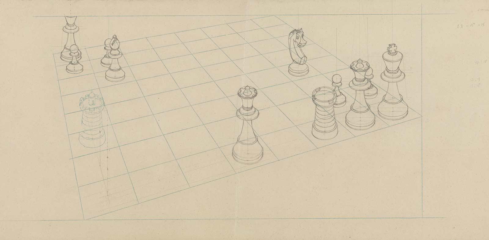 M.C. Escher, Studie voor Metamorphose II en III, potlood op papier, 220 x 570 mm, oktober 1939 - maart 1940