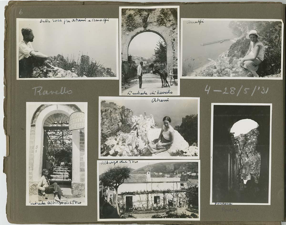 Eerste pagina fotoalbum van M.C. Escher met daarin de foto's van het verblijf in Ravello in mei 1931