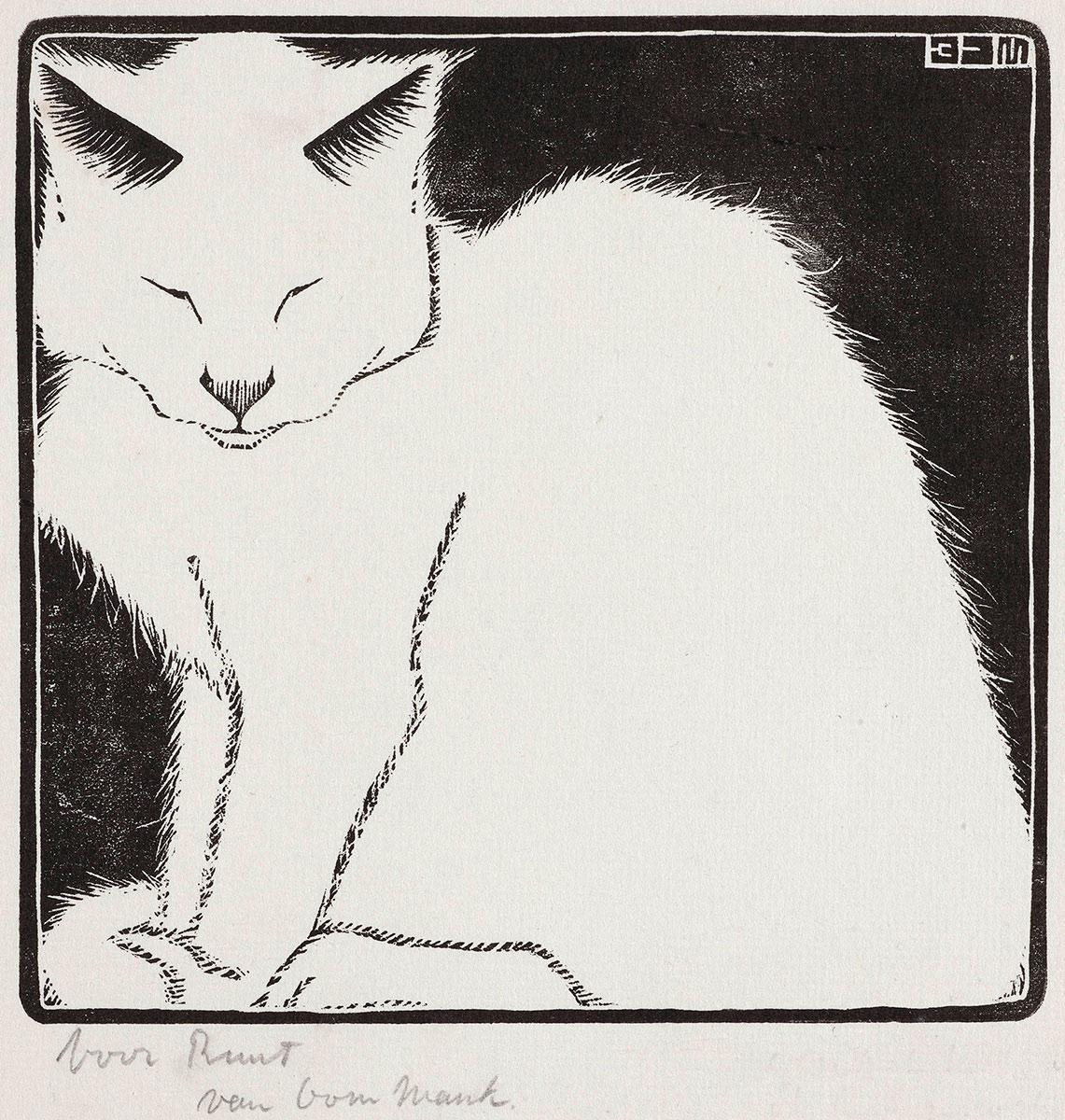 M.C. Escher, White Cat, woodcut (counterproof), 1919, acquired with support from Stichting de Paleiswinkel