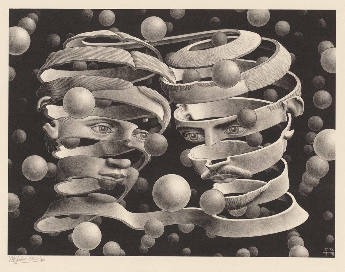 M.C. Escher, Bond of Union, lithograph, April 1956