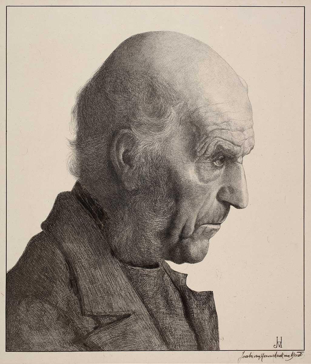Jacoba van Heemskerck, Oude man, litho, 1906-1907. Collectie Kunstmuseum Den Haag