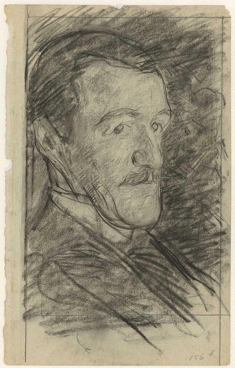 Jan Veth, Portret van Richard Roland Holst, zwart krijt, datum onbekend. Collectie Rijksmuseum Amsterdam