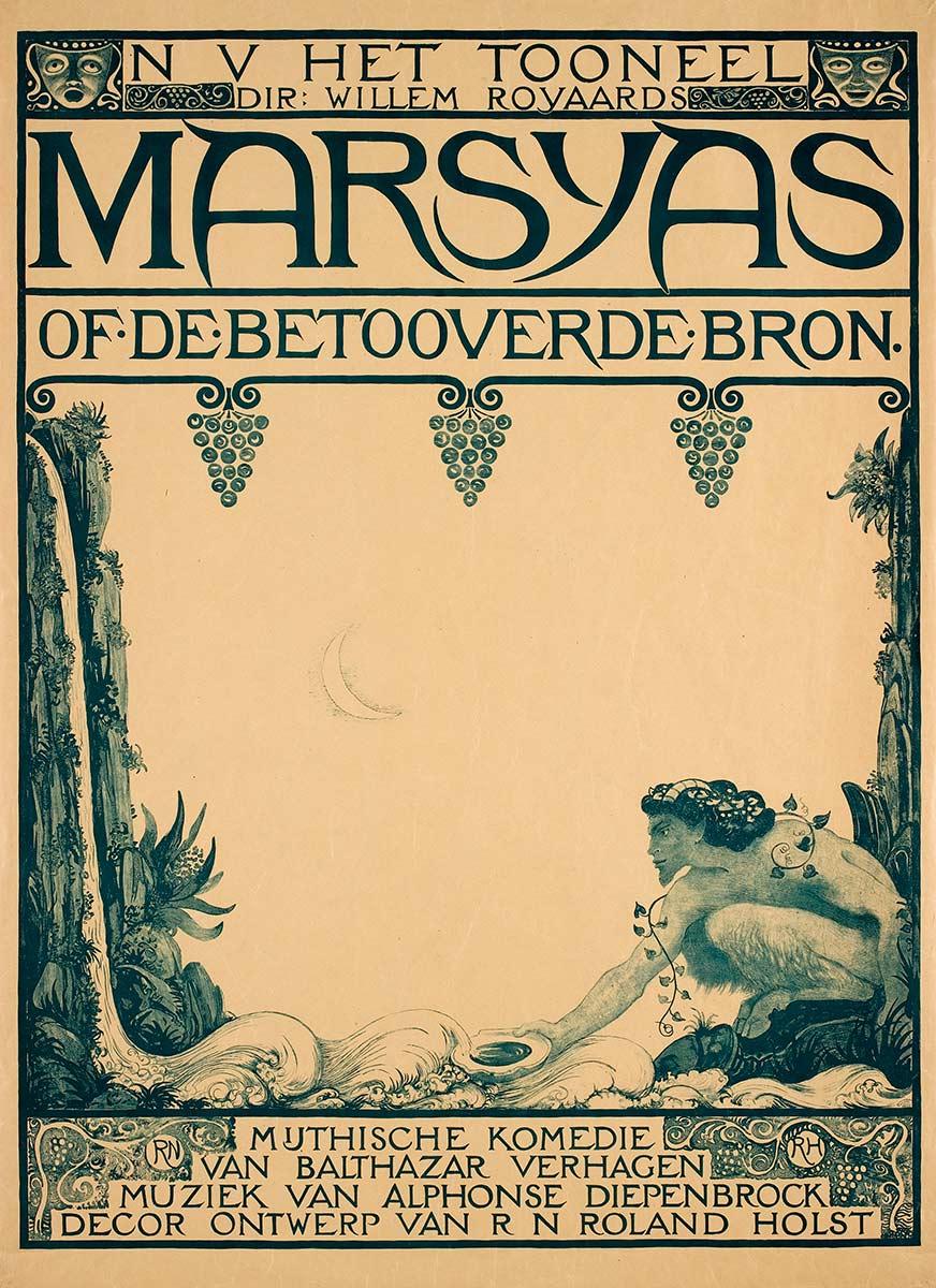 Richard Roland Holst, Affiche 'Marsyas of de betooverde bron', litho, 1910. Collectie Kunstmuseum Den Haag