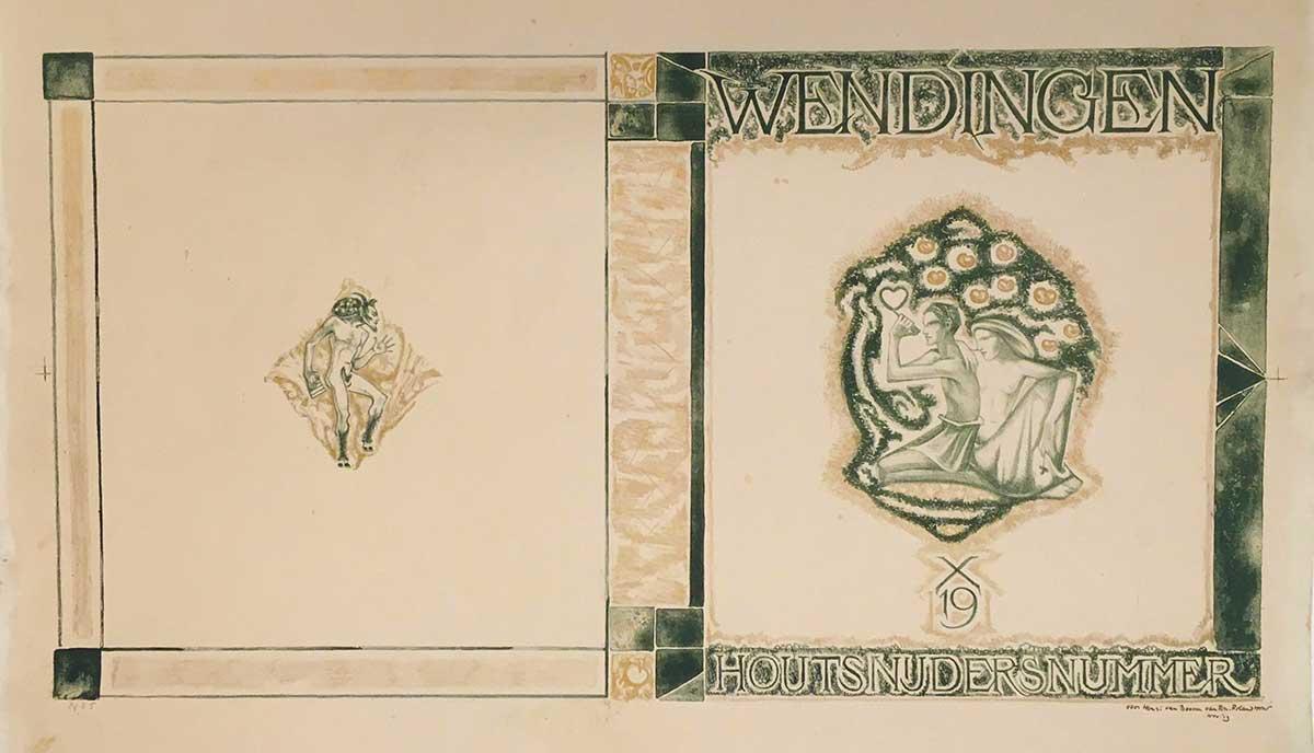 Richard Roland Holst, Ontwerp omslag voor tijdschrift 'Wendingen', litho, 1919. Collectie Kunstmuseum Den Haag