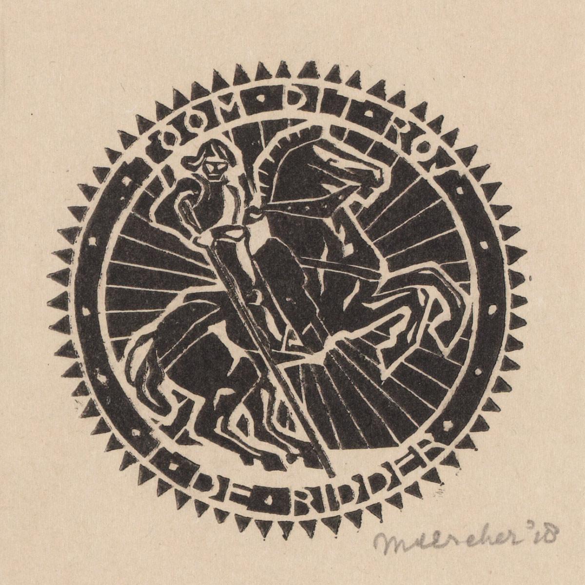 M.C. Escher, Ex libris T. (Tony) de Ridder, linoleumsnede, 1918