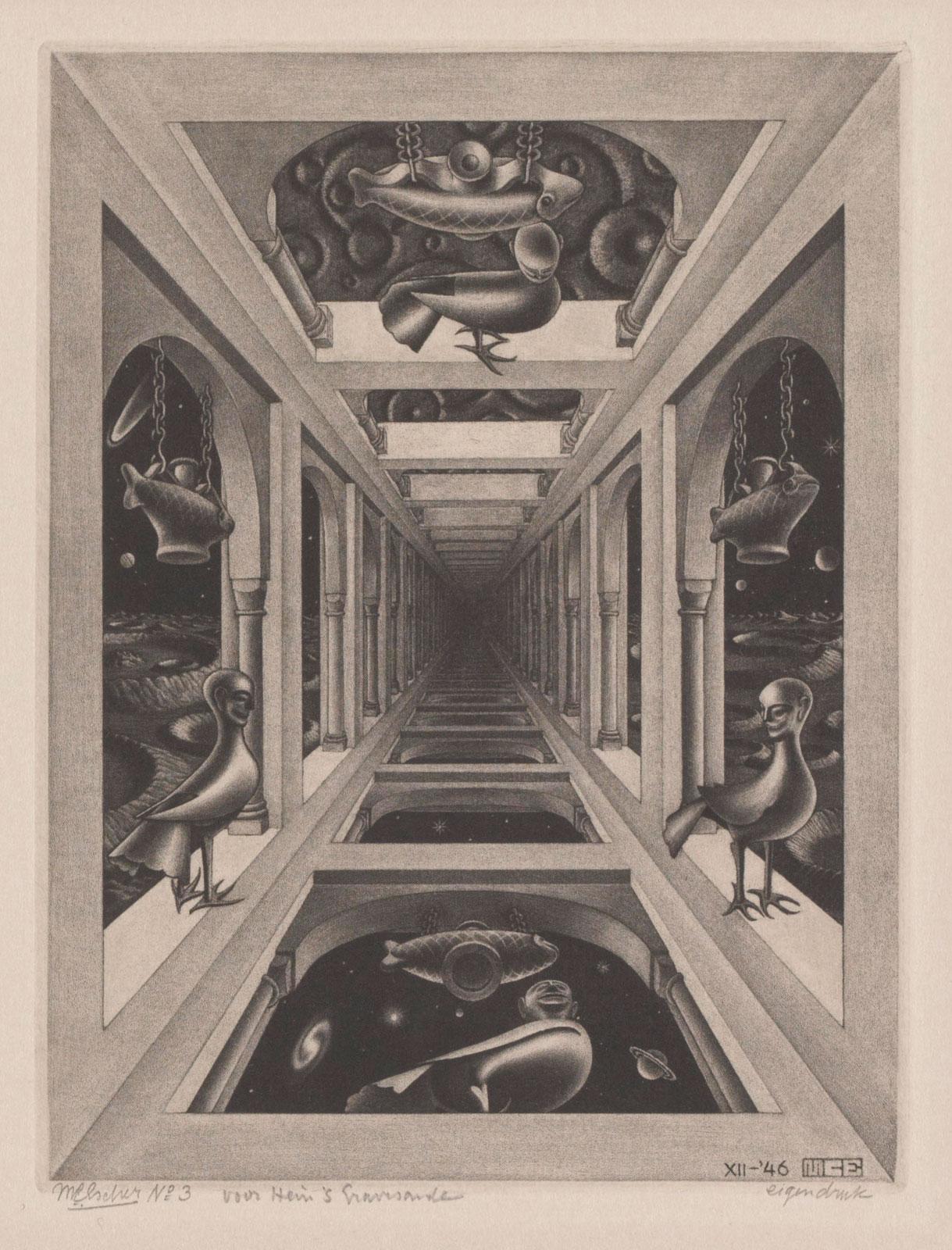 M.C. Escher, Gallery, mezzotint, December 1946