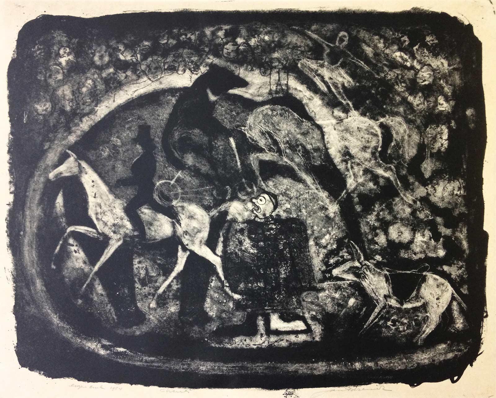 Jan Bezemer (1907-1997), Circus, lithograph, 1954