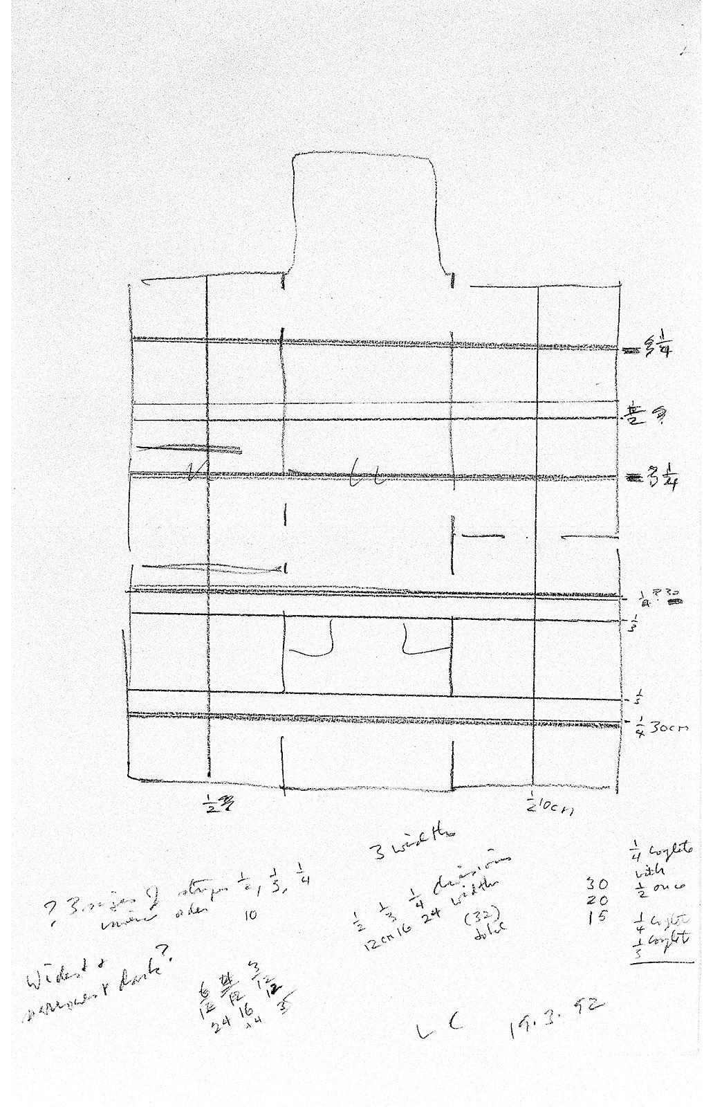 <p>Donald Judd, Ontwerp van de parketvloer voor de begane grond, 1992 </p>