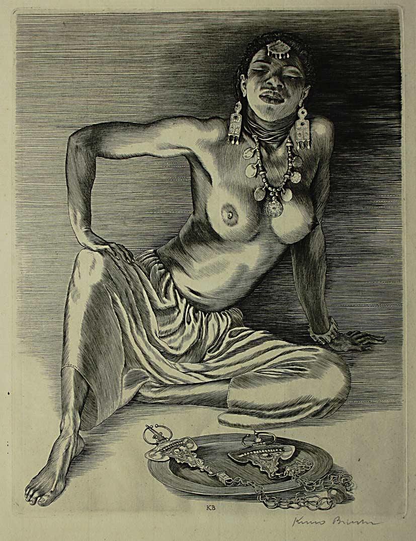 Kuno Brinks (1908-1992), Mauresque, copper engraving, 1940