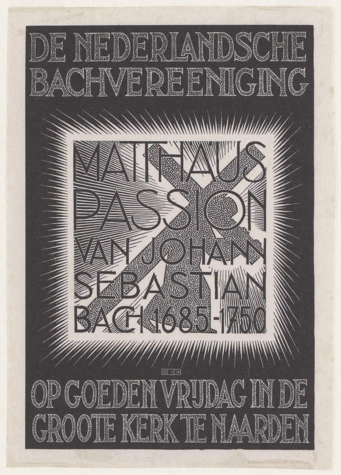 M.C. Escher, Programme St Matthew Passion, woodcut, February 1938