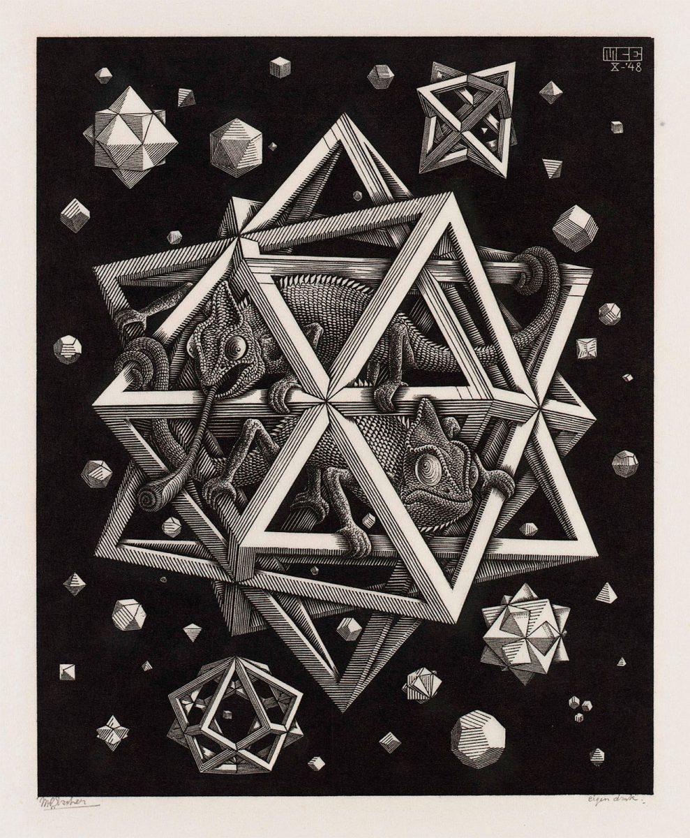 <p>M.C. Escher, Stars, wood engraving, October 1948</p>